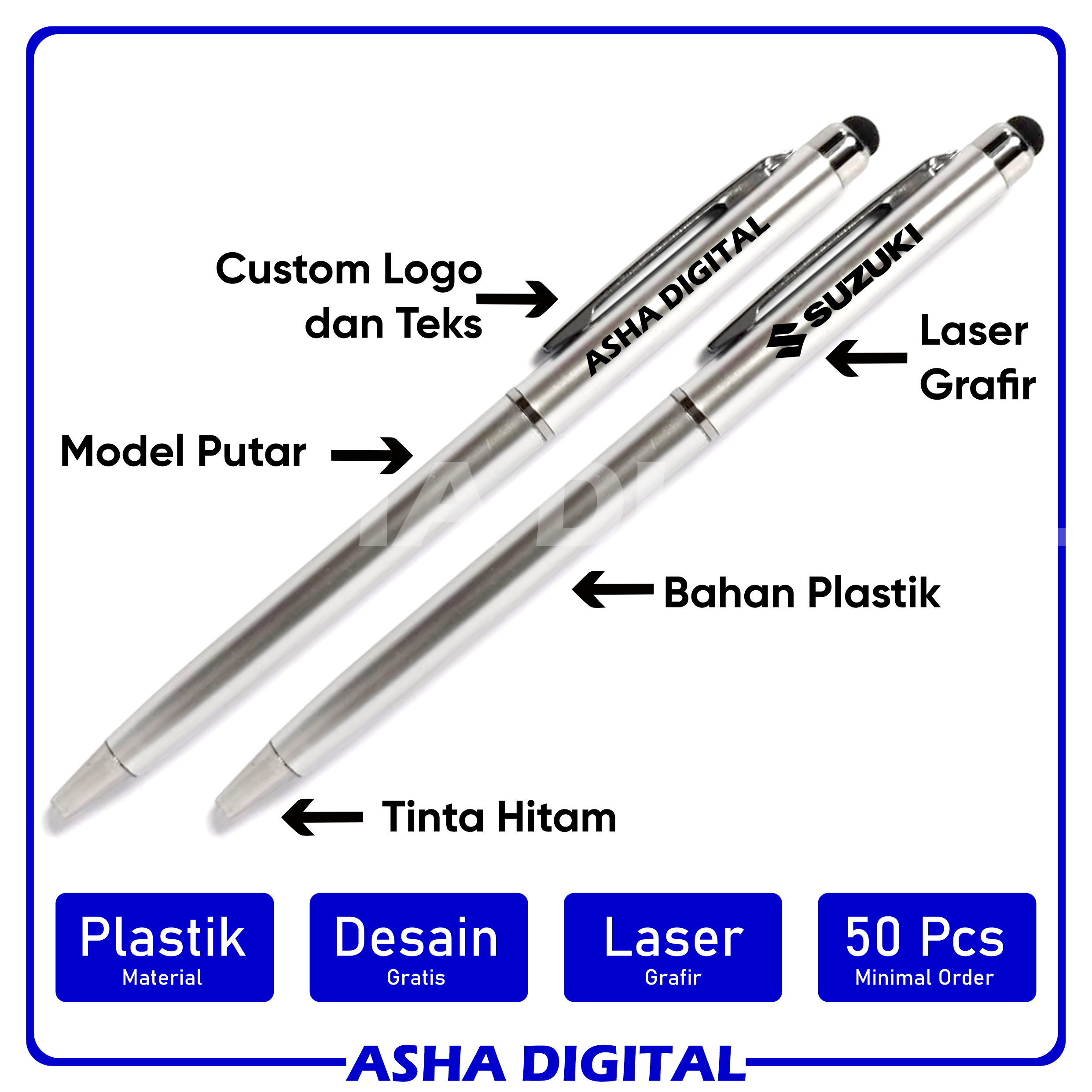 Pulpen Custom Grafir Silver 03