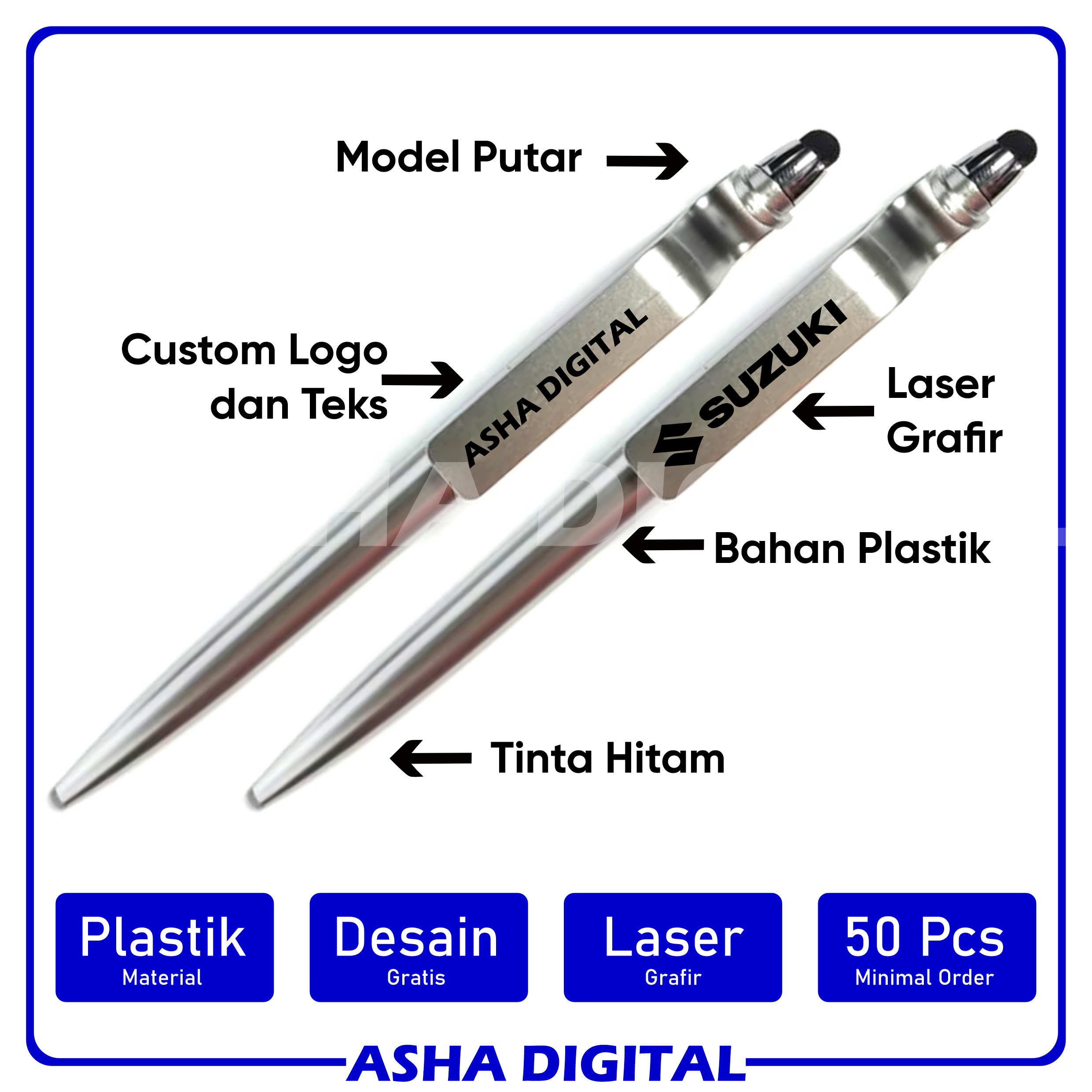 Pulpen Custom Grafir Silver 06
